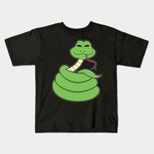 Cute Snake Kids T-Shirt by Imutobi